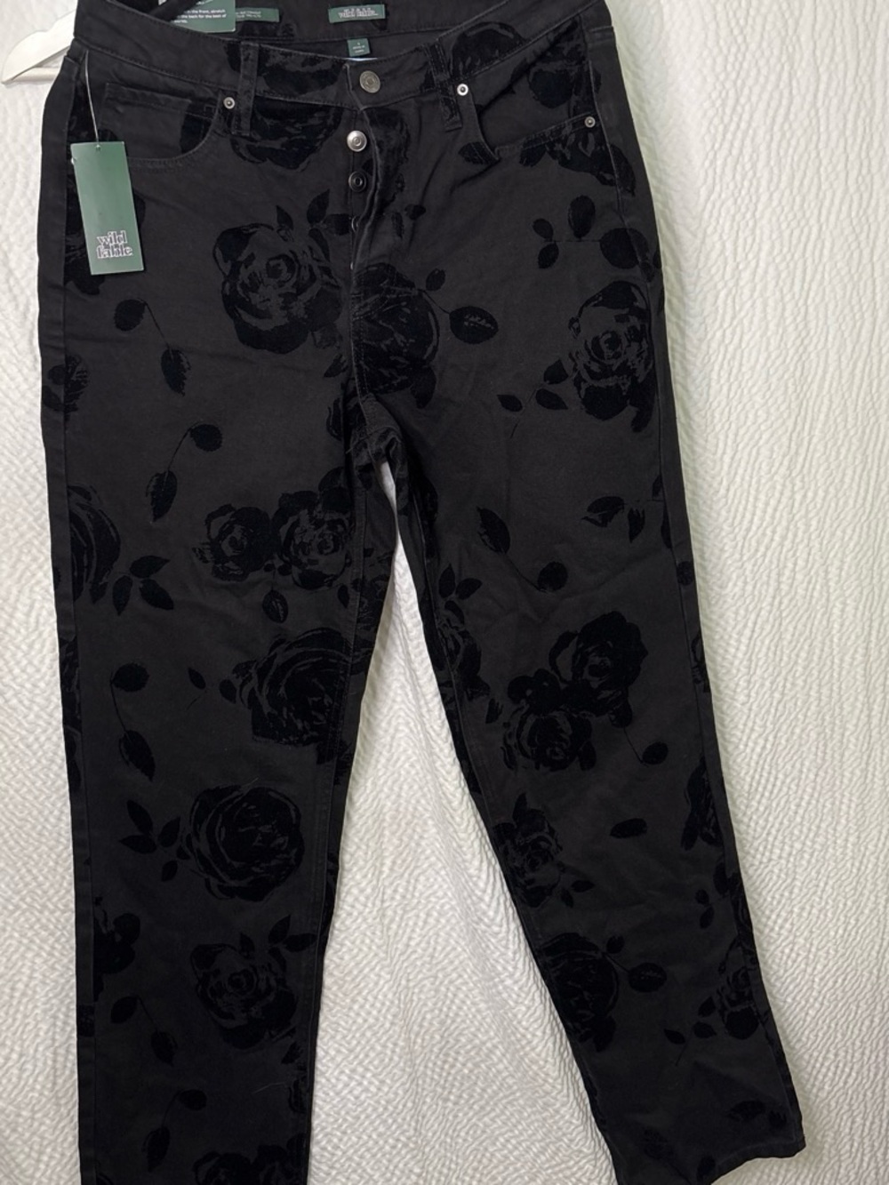 wild fable Black Velvet Floral Skinny Jeans
